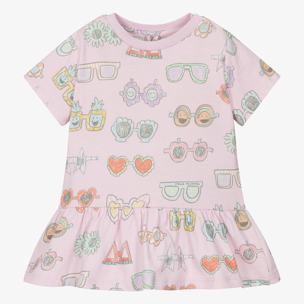 Stella McCartney Kids-Girls Pink Cotton Sunglasses Dress | Childrensalon Outlet