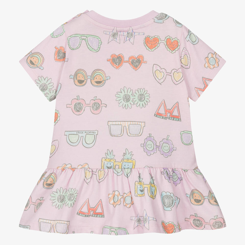 Stella McCartney Kids-Girls Pink Cotton Sunglasses Dress | Childrensalon Outlet