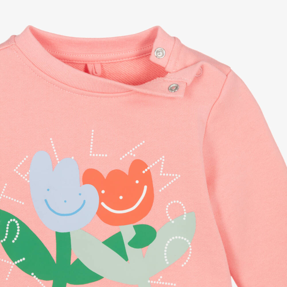Stella McCartney Kids-Girls Pink Cotton Sweatshirt with Tulip Logo | Childrensalon Outlet