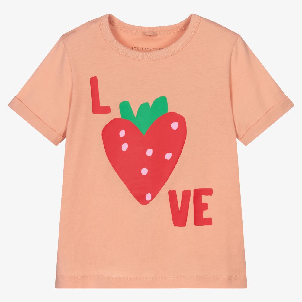 Stella McCartney Kids - Розовая хлопковая футболка для девочек | Childrensalon