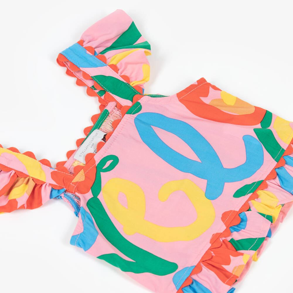 Stella McCartney Kids-Girls Pink Cotton Top with Tulip Love Print | Childrensalon Outlet