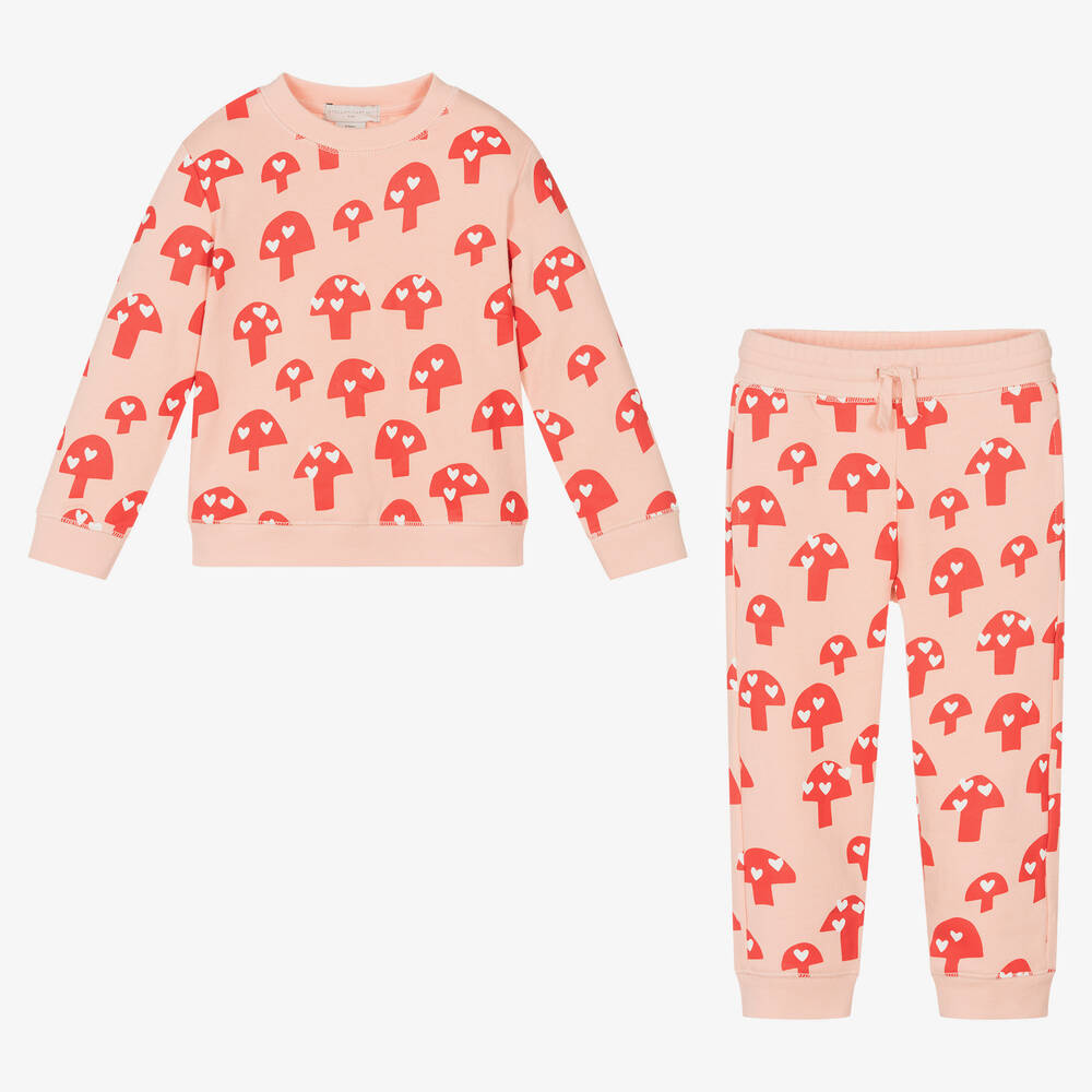 Stella McCartney Kids-Girls Pink Cotton Tracksuit | Childrensalon Outlet
