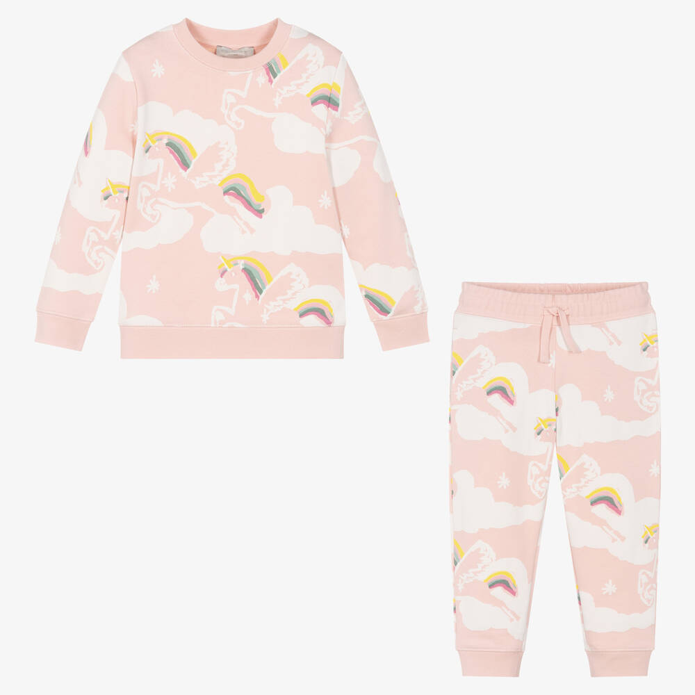 Stella McCartney Kids-Girls Pink Cotton Unicorn Tracksuit | Childrensalon Outlet
