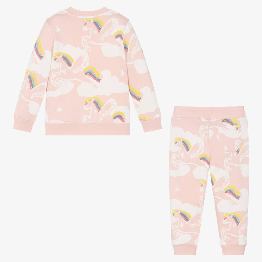 Stella McCartney Kids Girls Pink Cotton Unicorn Tracksuit Childrensalon Outlet