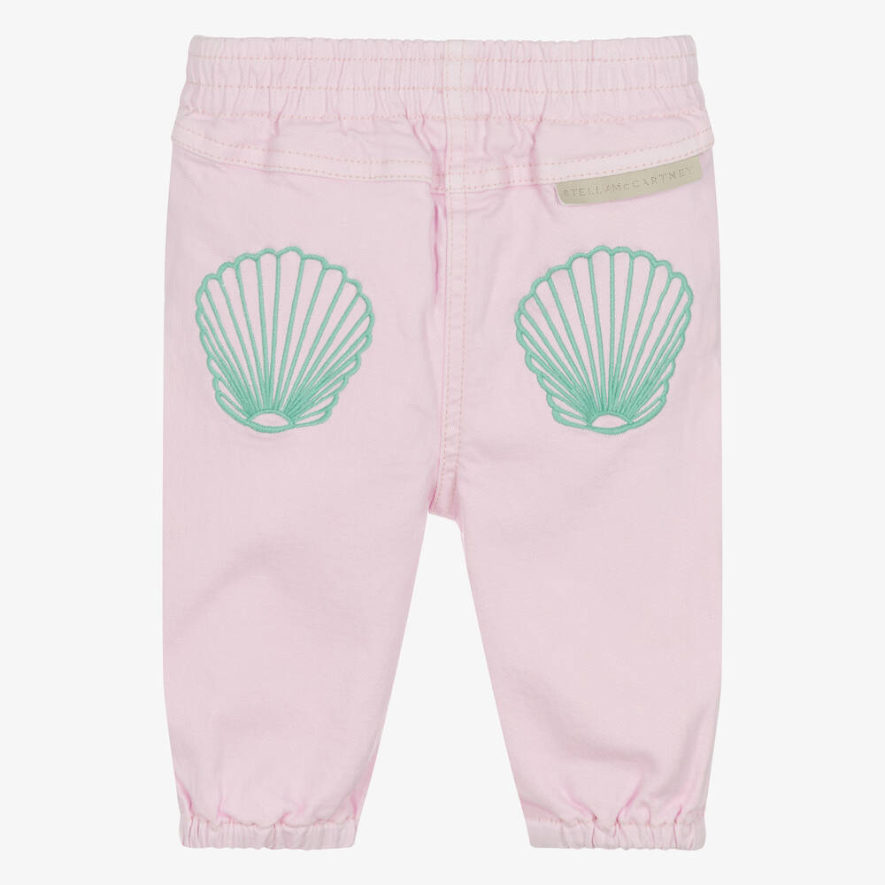 Stella McCartney Kids-Розовые джинсовые джоггеры с ракушками для девочек | Childrensalon Outlet