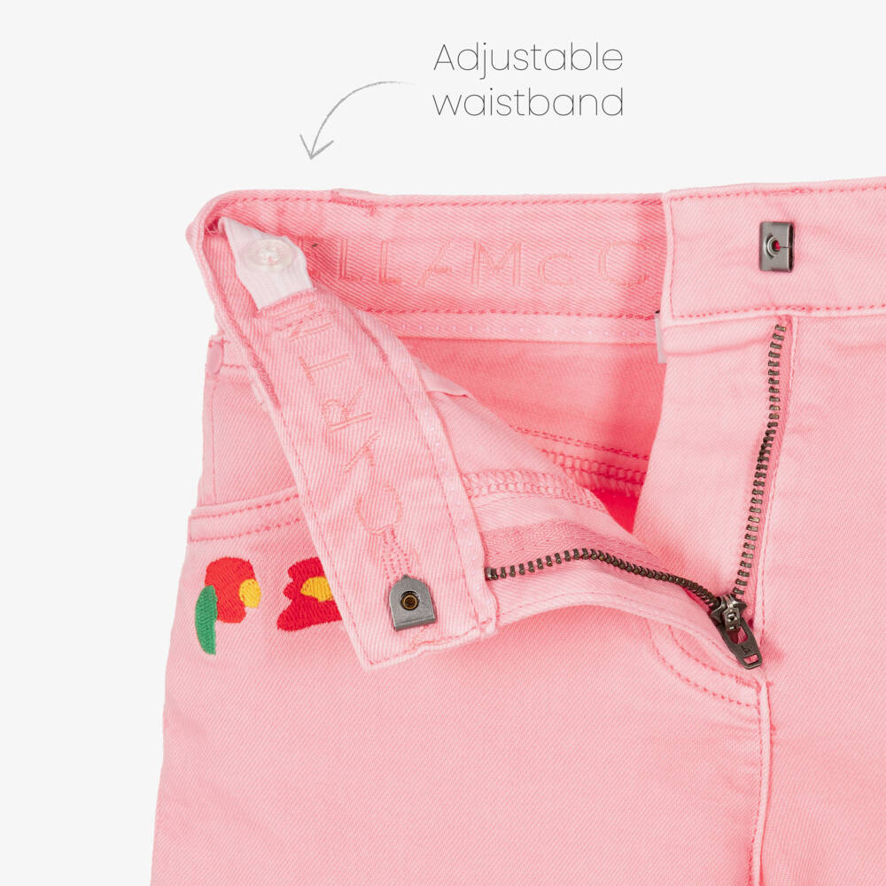 Stella McCartney Kids-Джинсовые шорты с цветами розовые для девочек | Childrensalon Outlet