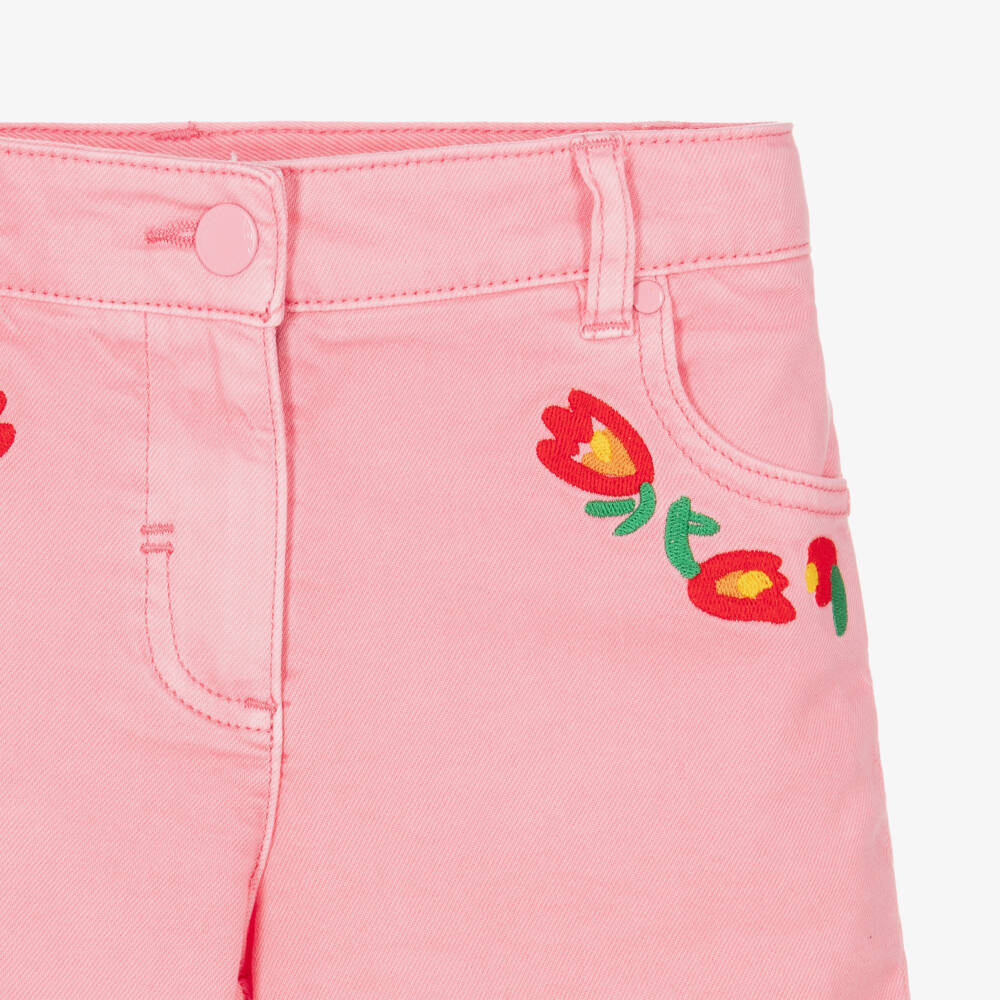 Stella McCartney Kids-Джинсовые шорты с цветами розовые для девочек | Childrensalon Outlet