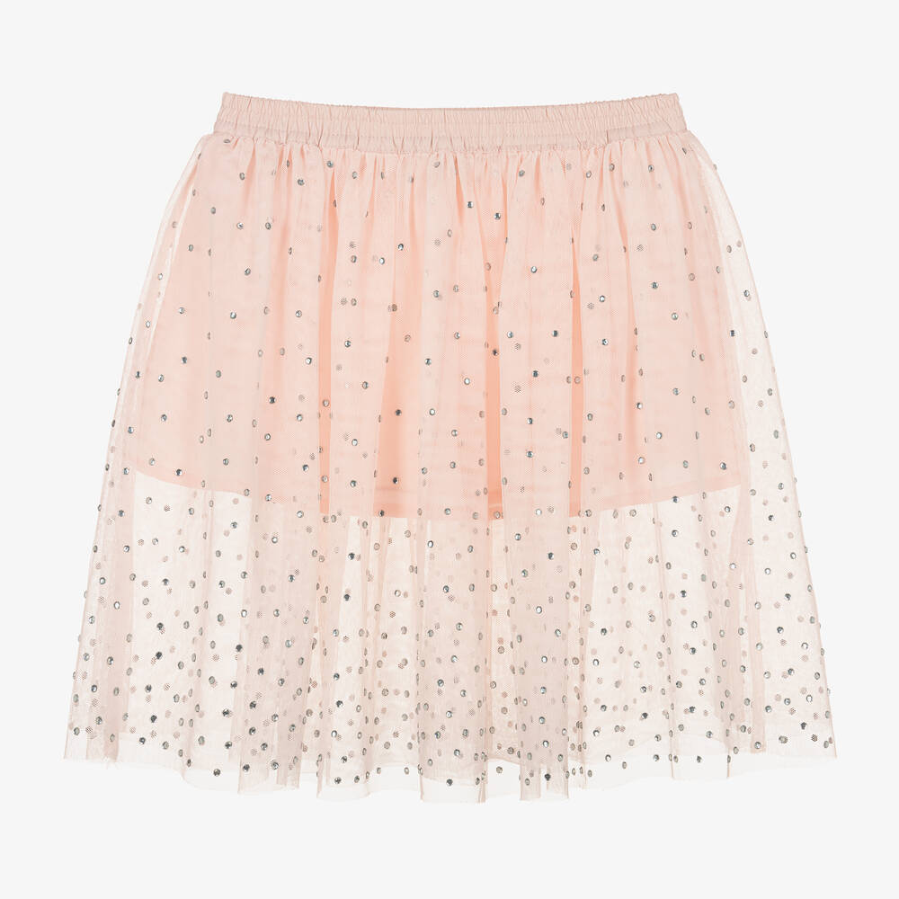 Stella McCartney Kids - Girls Pink Diamanté Tulle Skirt | Childrensalon