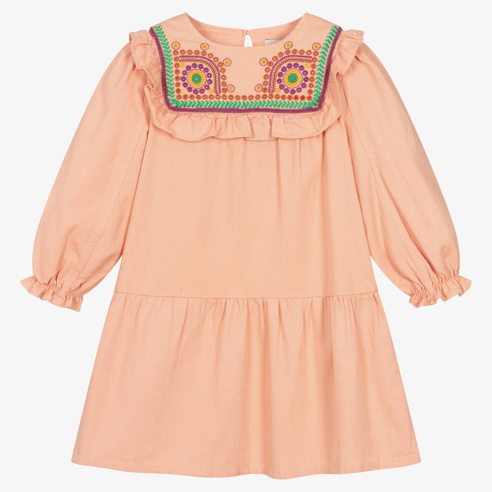 Stella McCartney Kids - Girls Pink Embroidered Cotton Dress | Childrensalon