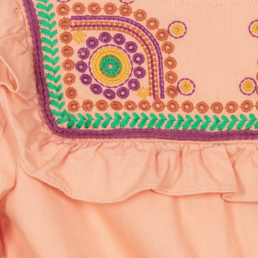 Stella McCartney Kids-Розовое хлопковое платье с вышивкой | Childrensalon Outlet