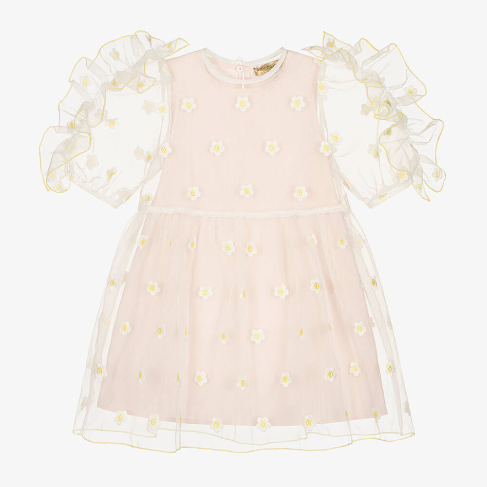 Stella McCartney Kids - Robe rose brodée en organza fille | Childrensalon