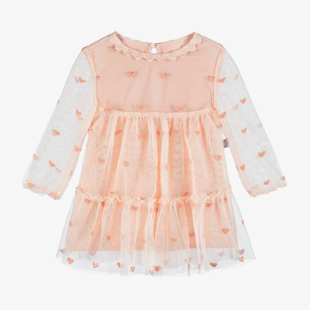 Stella McCartney Kids-Girls Pink Embroidered Tulle Dress | Childrensalon Outlet