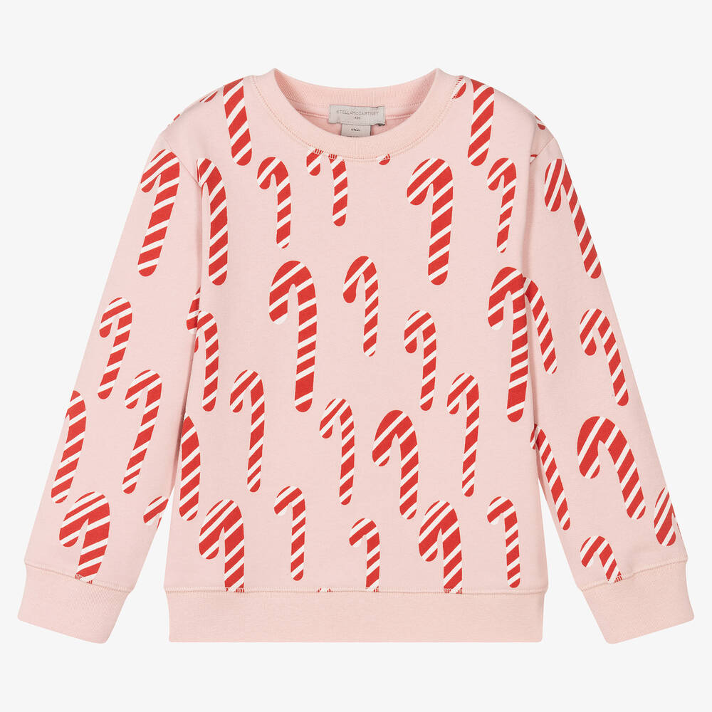 Stella McCartney Kids - Girls Pink Festive Organic Cotton Sweatshirt | Childrensalon