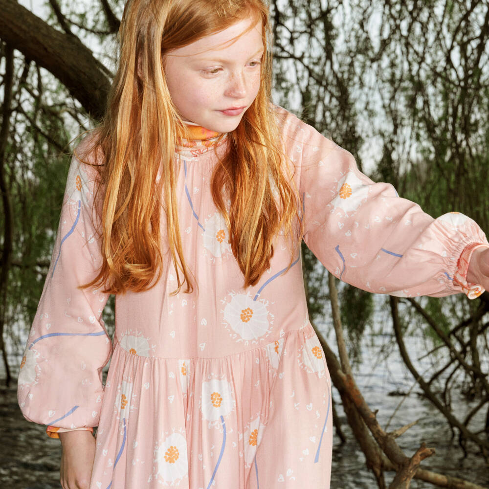 Stella McCartney Kids-Girls Pink Floral Midi Dress | Childrensalon Outlet