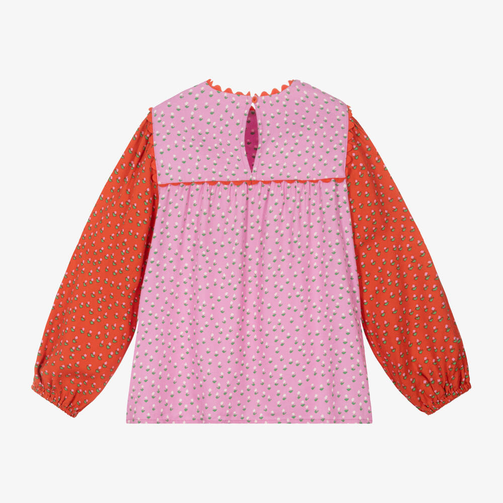 Stella McCartney Kids-Girls Pink Floral Viscose Top | Childrensalon Outlet