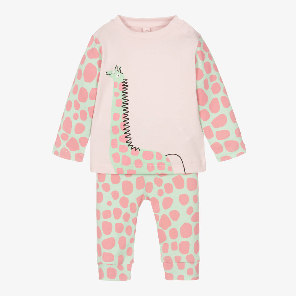 Stella McCartney Kids - Girls Pink & Green Giraffe Tracksuit | Childrensalon