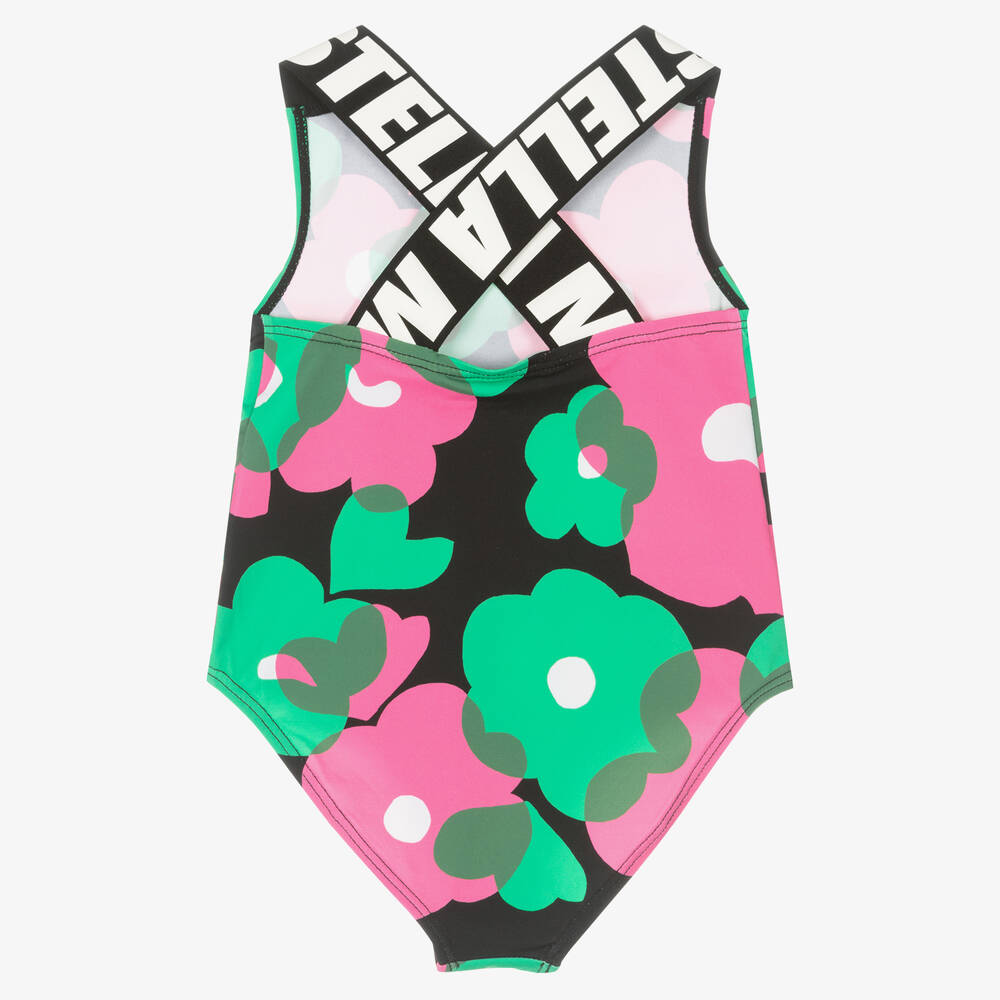 Stella McCartney Kids-Черно-зеленый купальник для девочек | Childrensalon Outlet