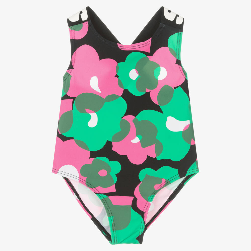 Stella McCartney Kids-Черно-зеленый купальник для девочек | Childrensalon Outlet