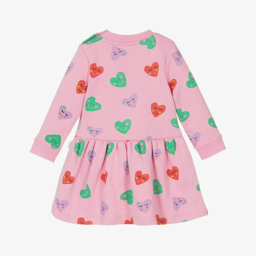 Stella McCartney Kids-Розовое платье-свитшот с сердечками | Childrensalon Outlet