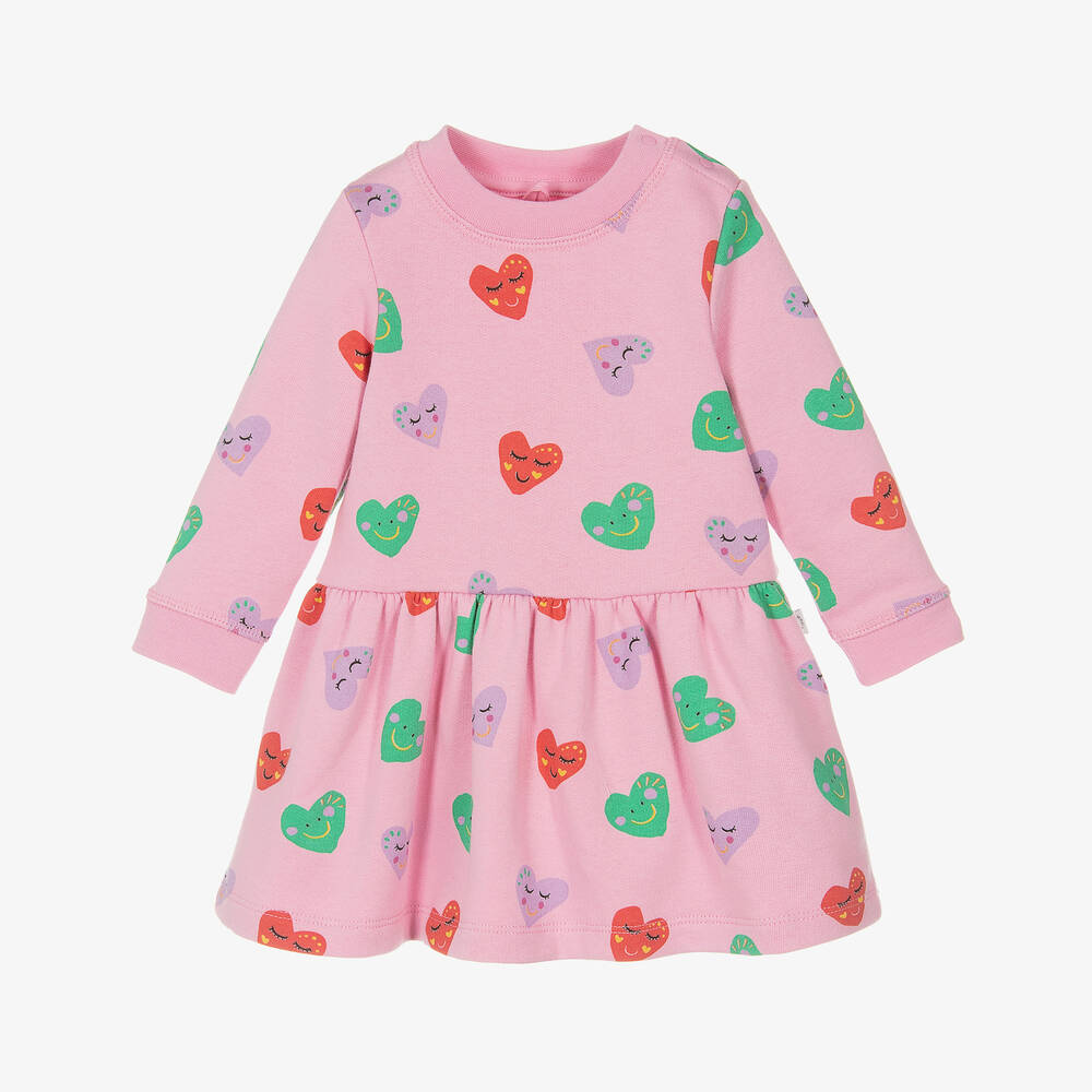 Stella McCartney Kids-Girls Pink Happy Hearts Sweatshirt Dress | Childrensalon Outlet