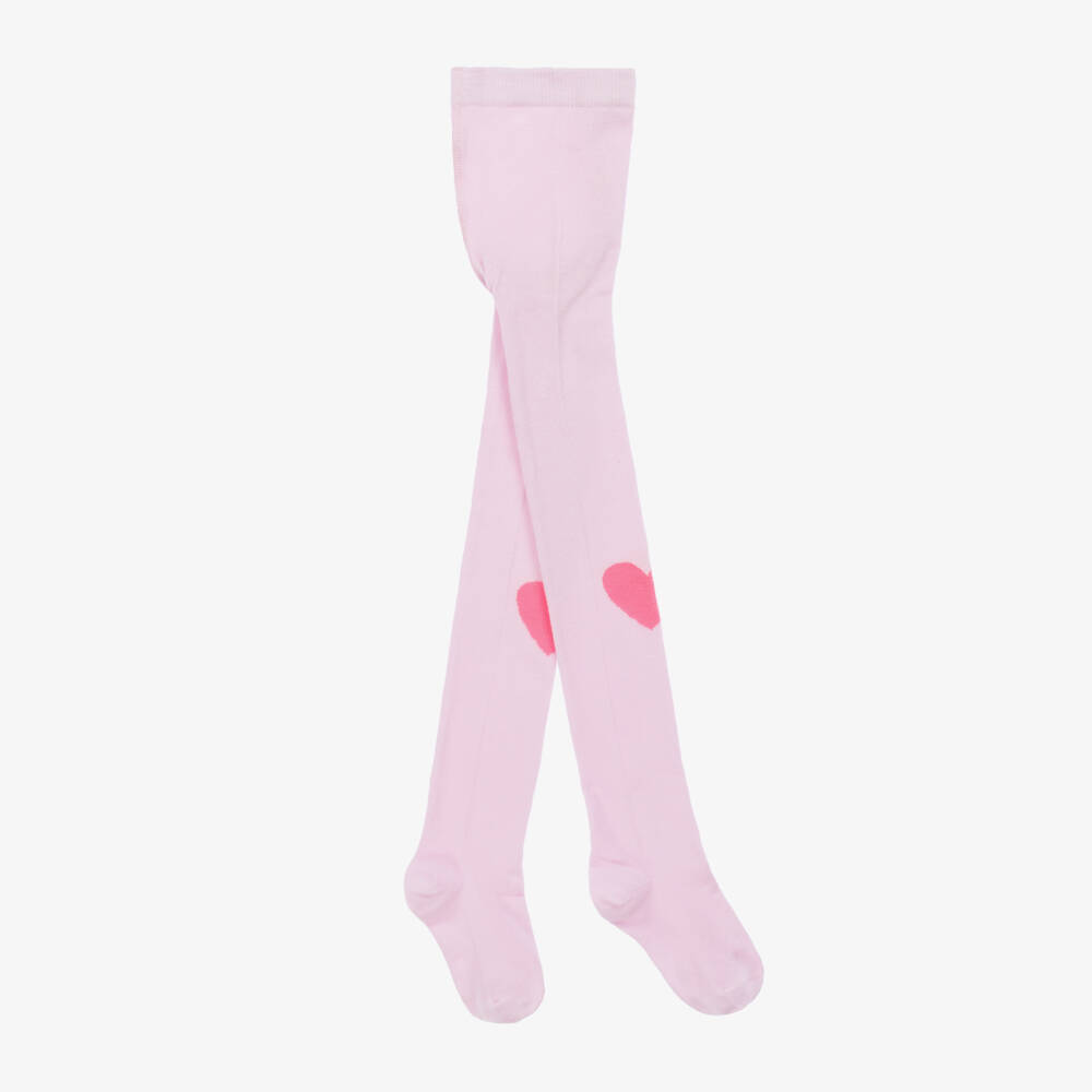 Stella McCartney Kids-Girls Pink Heart Motif Tights | Childrensalon Outlet