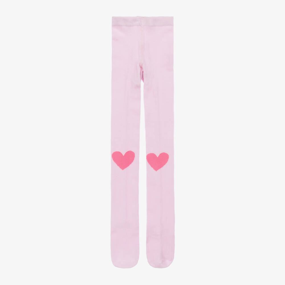 Stella McCartney Kids-Girls Pink Heart Motif Tights | Childrensalon Outlet