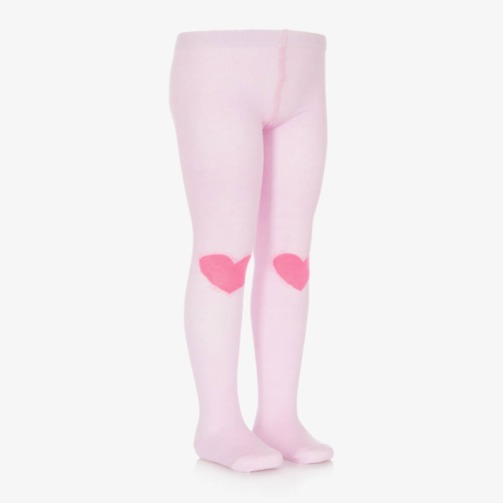 Stella McCartney Kids-Girls Pink Heart Motif Tights | Childrensalon Outlet