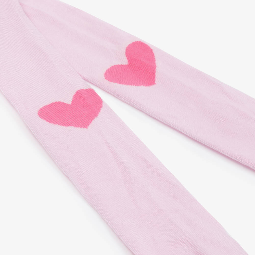 Stella McCartney Kids-Girls Pink Heart Motif Tights | Childrensalon Outlet
