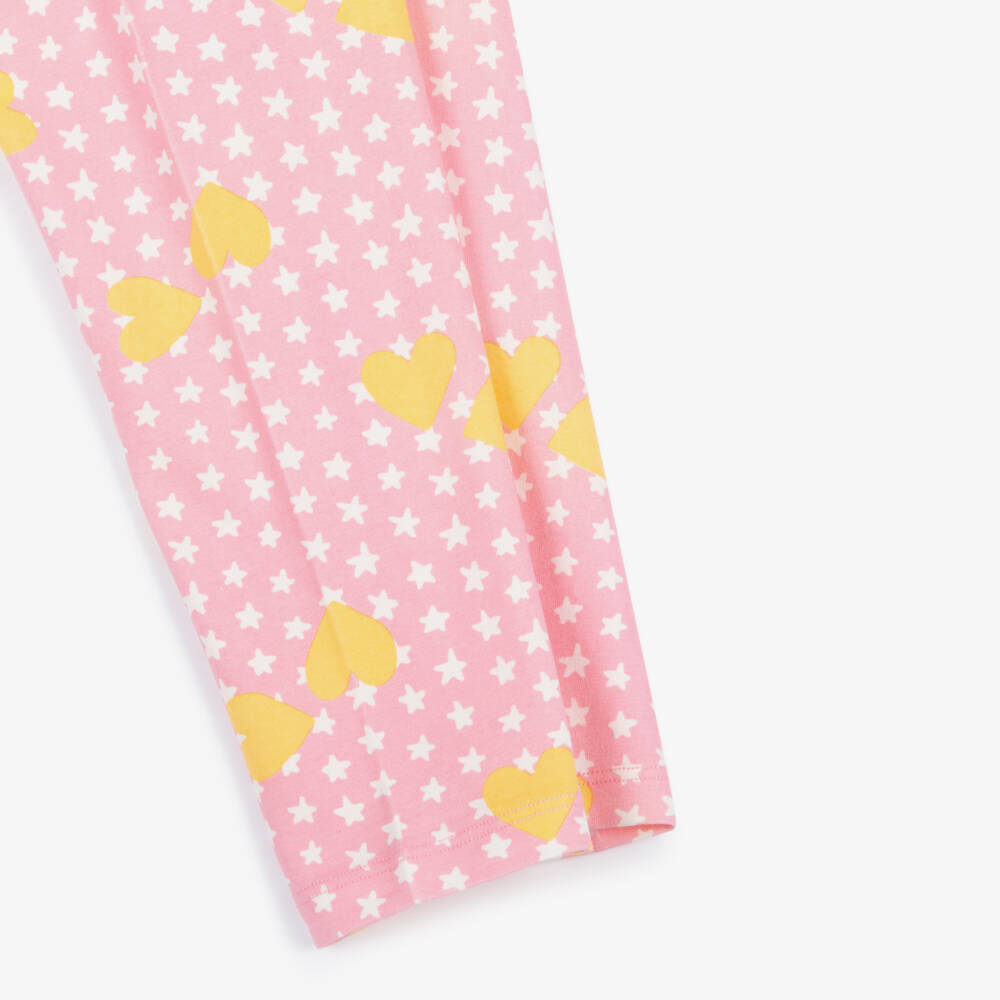 Stella McCartney Kids-Girls Pink Hearts & Stars Cotton Leggings | Childrensalon Outlet