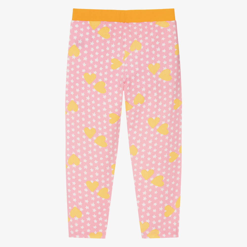 Stella McCartney Kids-Girls Pink Hearts & Stars Cotton Leggings | Childrensalon Outlet