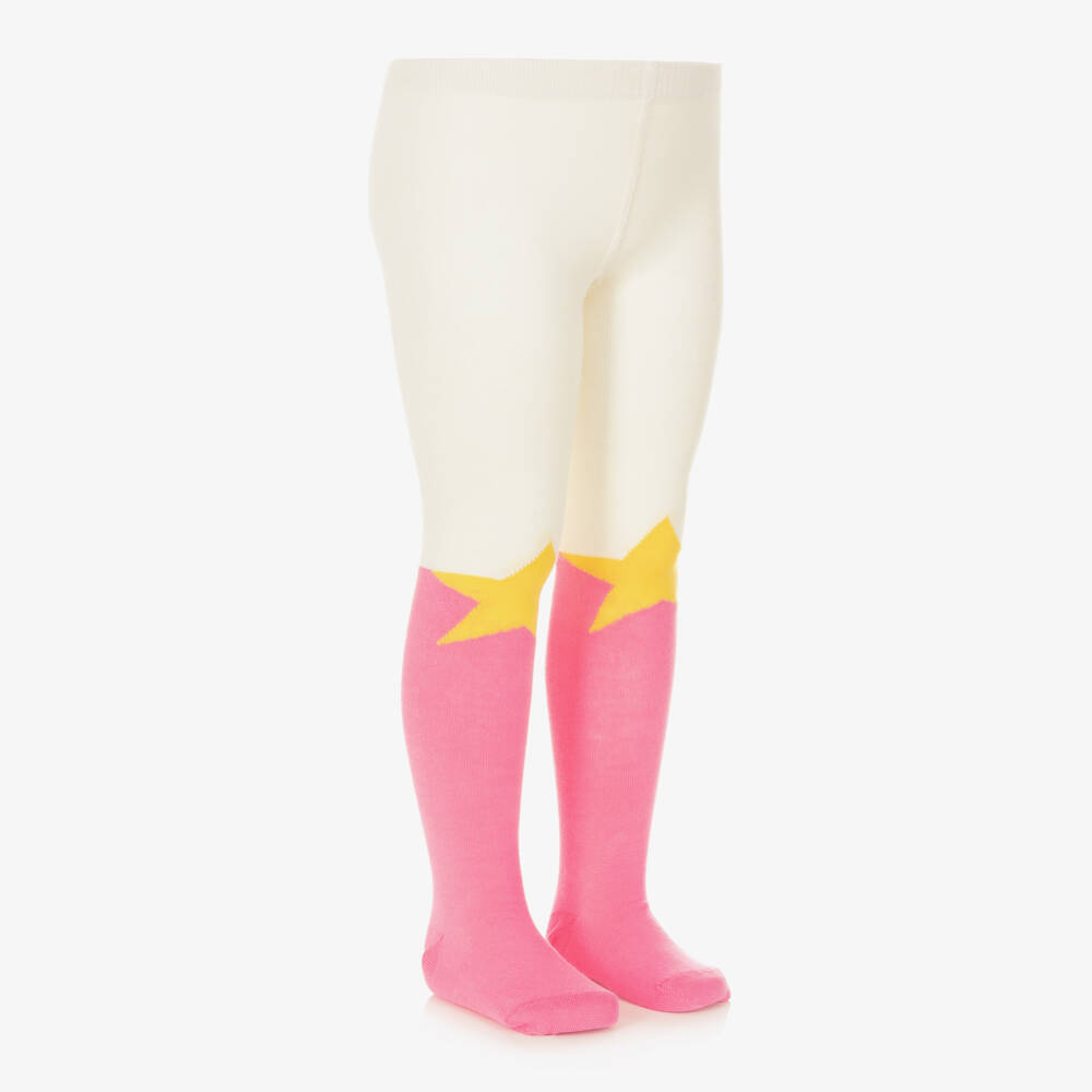 Stella McCartney Kids-جوارب بناتية وردية وعاجية بنقشة النجوم | Childrensalon Outlet