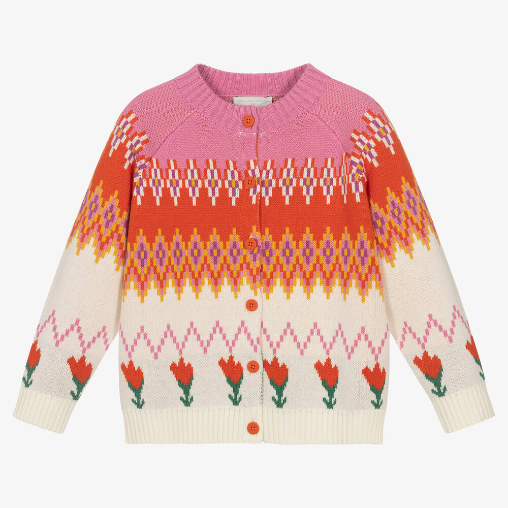 Stella McCartney Kids - Cardigan rose et ivoire à tulipes | Childrensalon