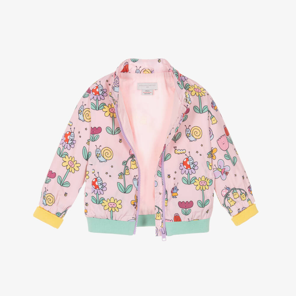 Stella McCartney Kids-Girls Pink Jacket with Snail & Flower Print | Childrensalon Outlet