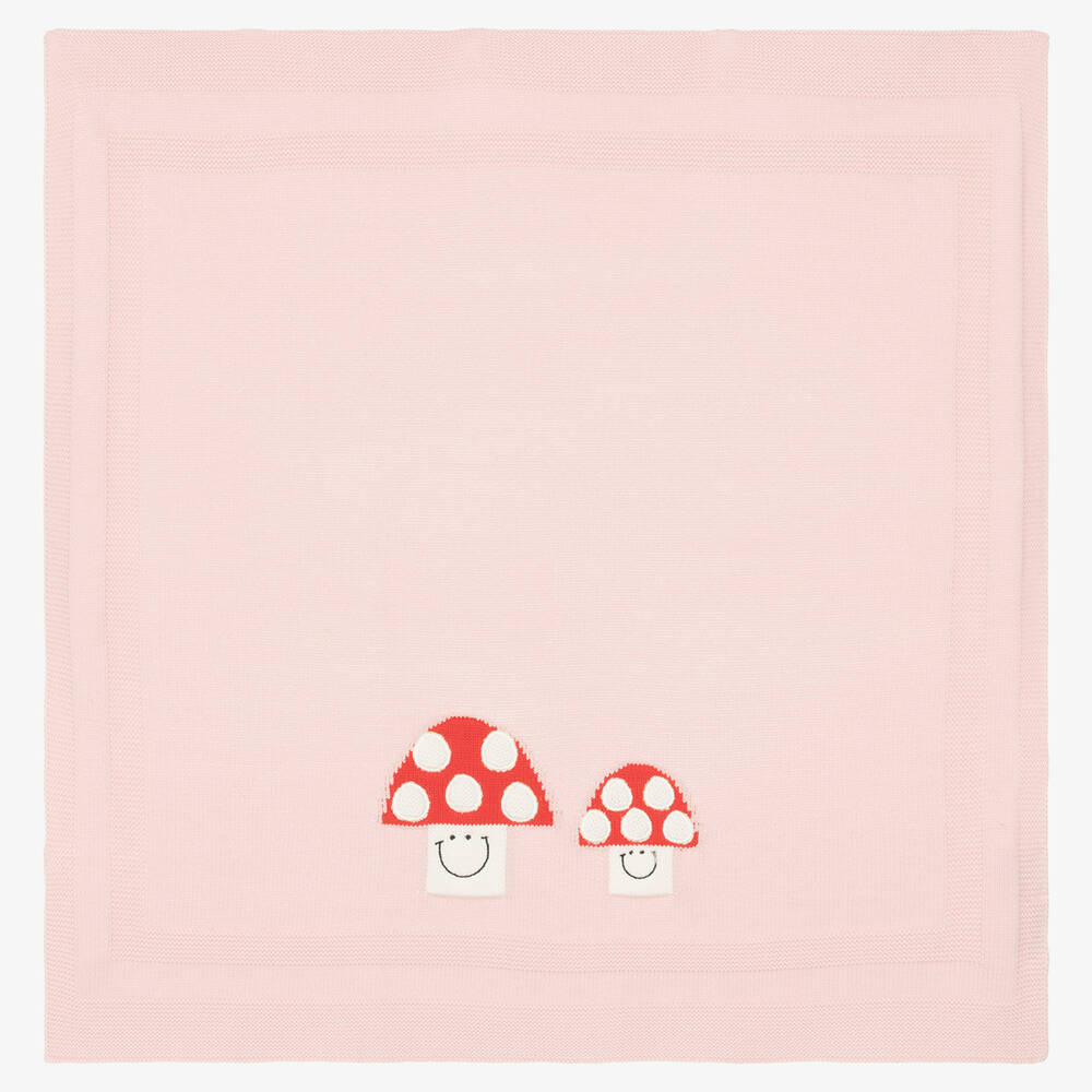 Stella McCartney Kids - Girls Pink Knitted Mushroom Blanket (77cm) | Childrensalon