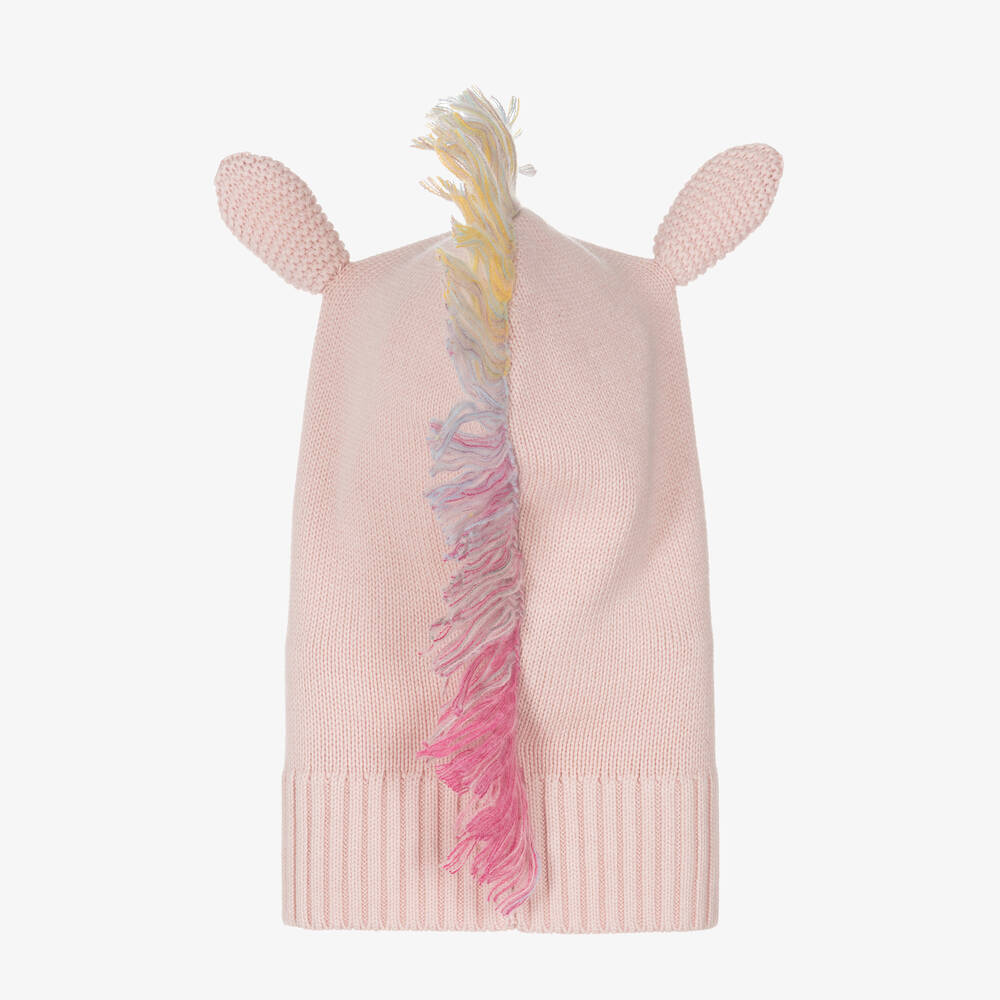 Stella McCartney Kids-Girls Pink Knitted Unicorn Balaclava | Childrensalon Outlet