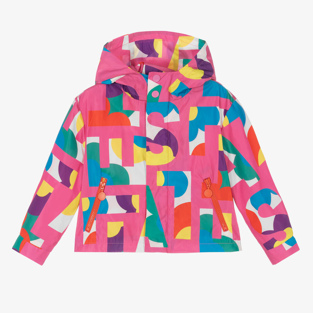 Stella McCartney Kids - Girls Pink Logo Letters Hooded Jacket | Childrensalon