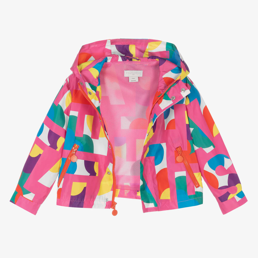 Stella McCartney Kids-Girls Pink Logo Letters Hooded Jacket | Childrensalon Outlet