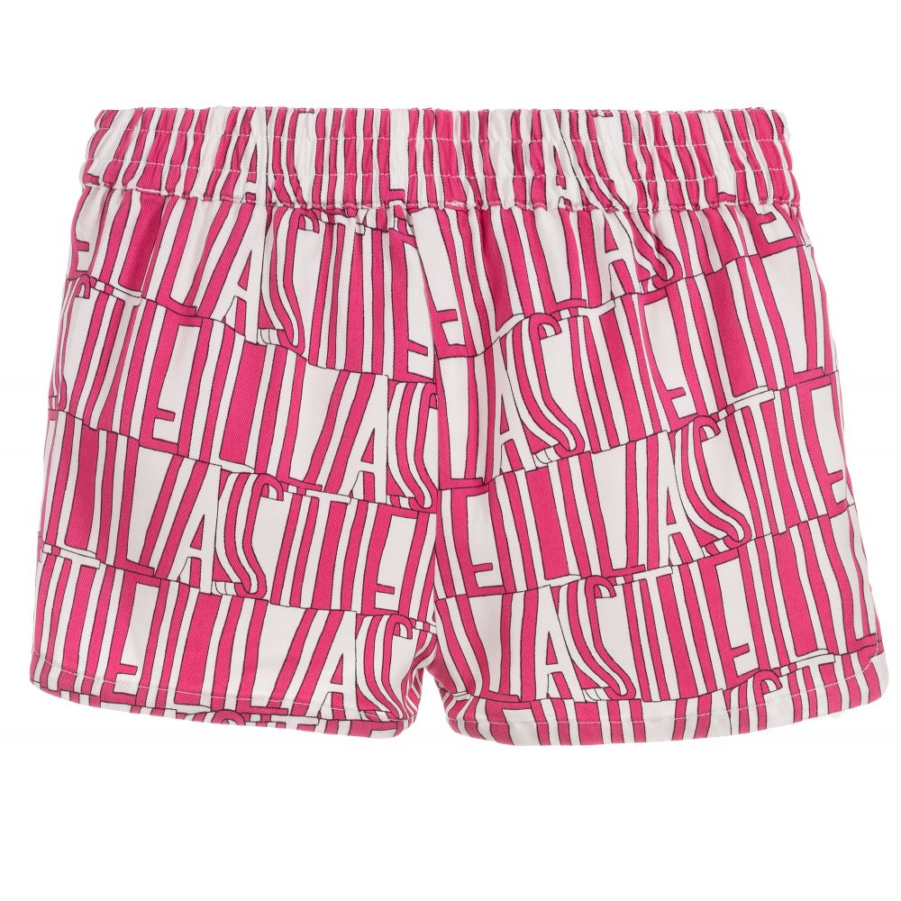 Stella McCartney Kids-شورت ليوسيل لون زهري وأبيض للبنات | Childrensalon Outlet