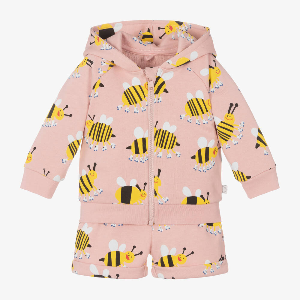 Stella McCartney Kids-طقم شورت أطفال بناتي قطن عضوي لون زهري فاتح | Childrensalon Outlet