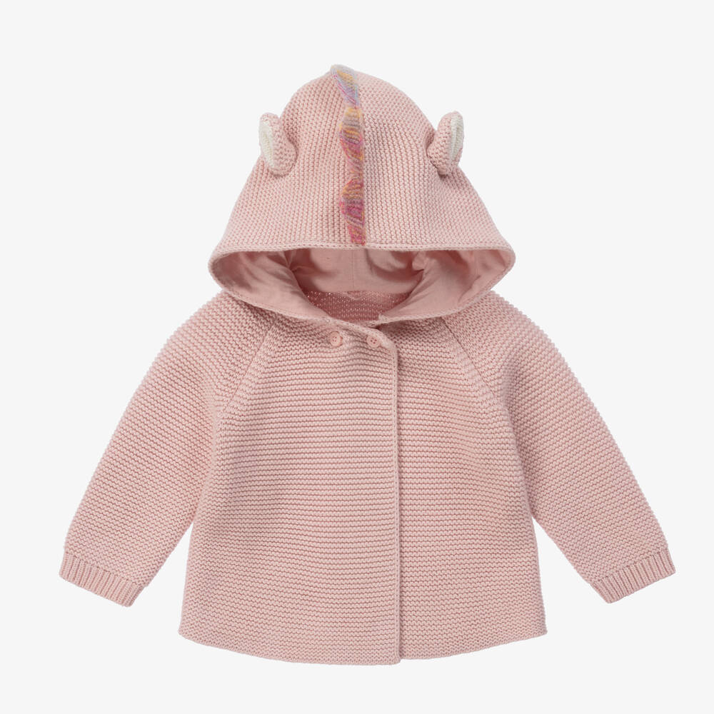 Stella McCartney Kids - Girls Pink Organic Cotton Hooded Cardigan | Childrensalon