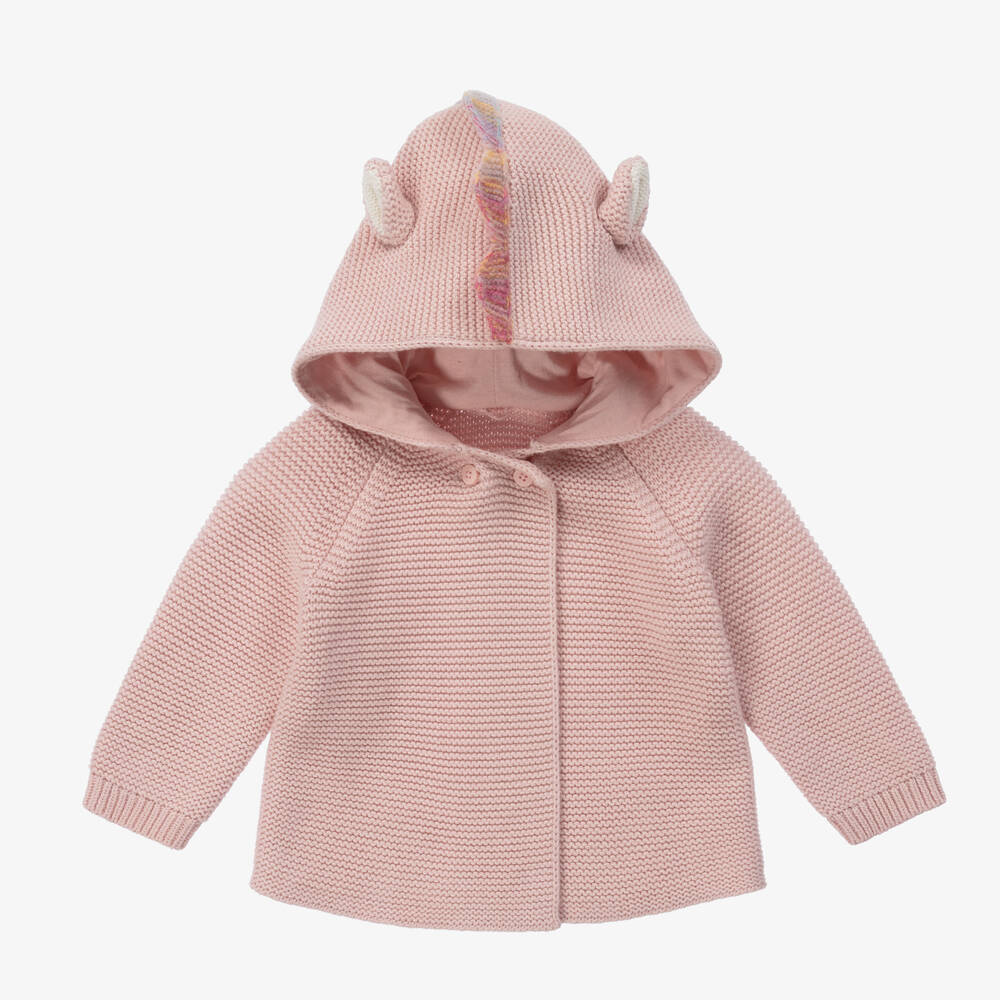 Stella McCartney Kids-Girls Pink Organic Cotton Hooded Cardigan | Childrensalon Outlet