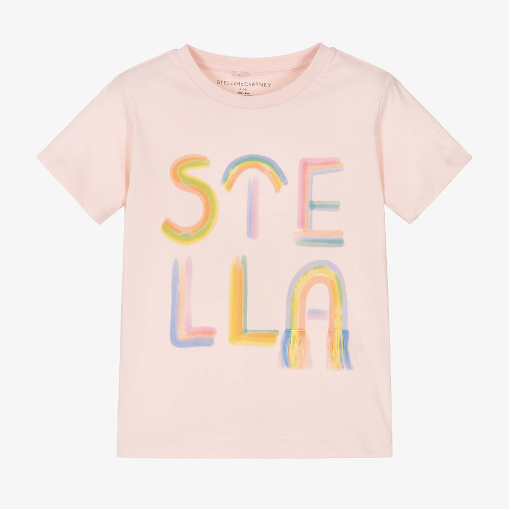 Stella McCartney Kids - Розовая футболка из органического хлопка для девочек | Childrensalon