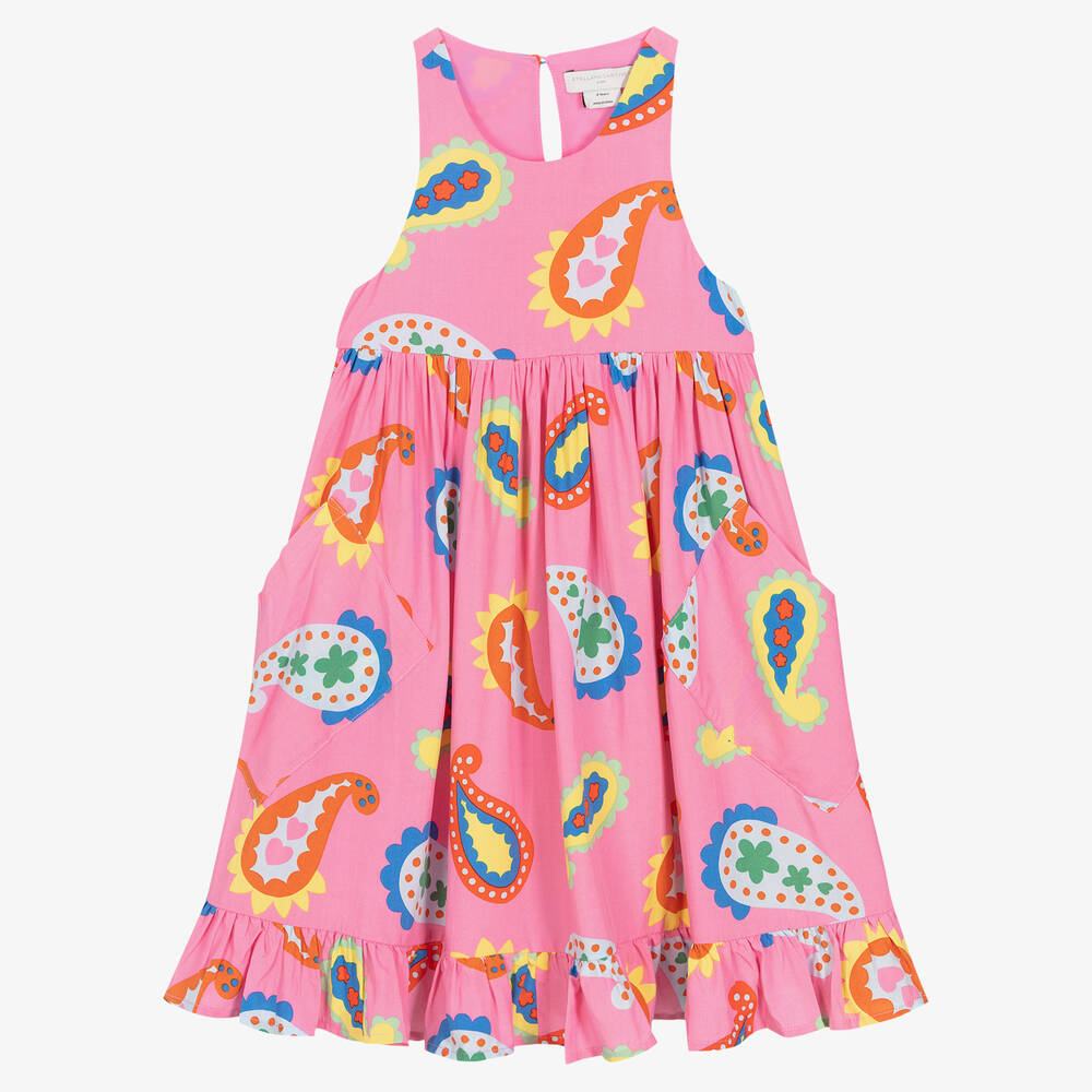 Stella McCartney Kids - Girls Pink Paisley Print Dress | Childrensalon
