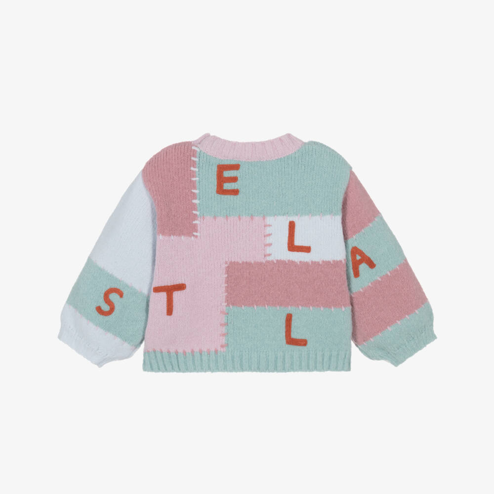 Stella McCartney Kids-Girls Pink Patchwork Knit Jumper | Childrensalon Outlet