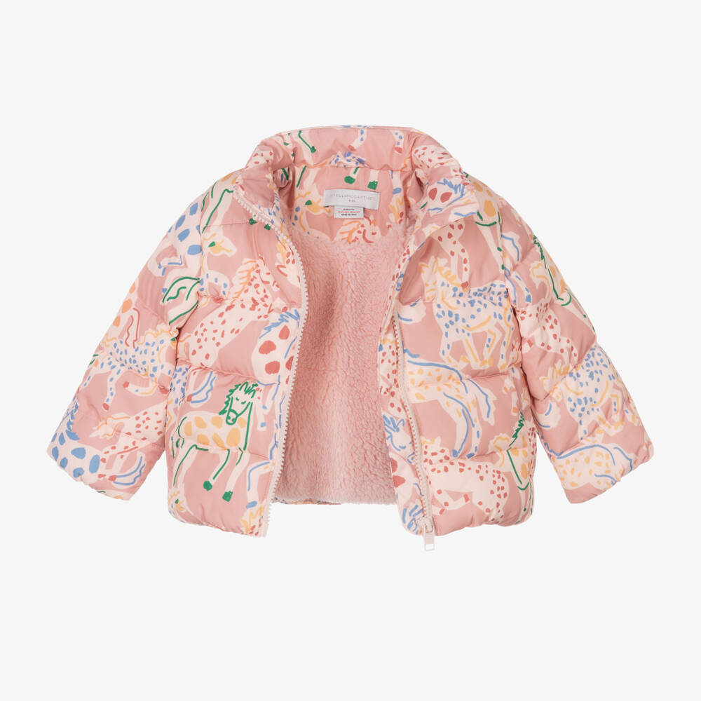Stella McCartney Kids-Girls Pink Playful Horse Coat | Childrensalon Outlet