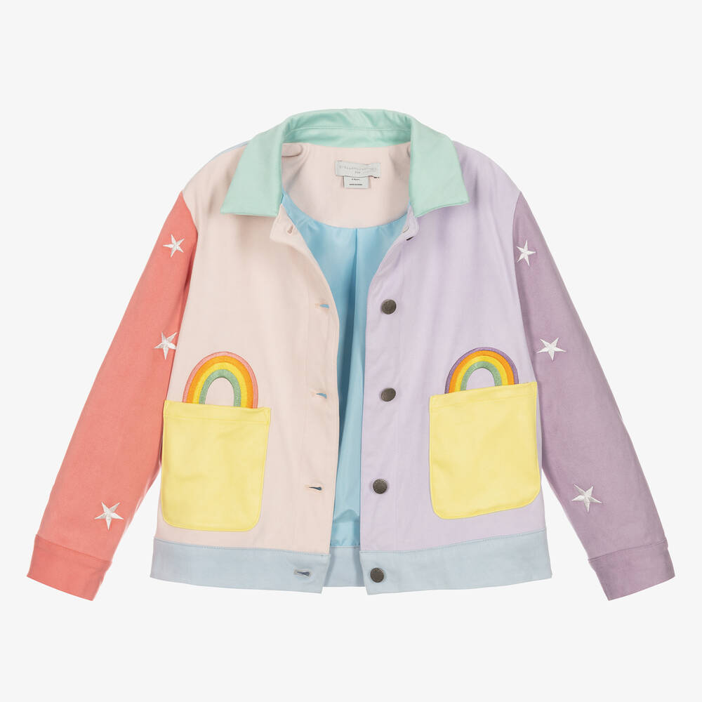Stella McCartney Kids-Girls Pink & Purple Embroidered Jacket | Childrensalon Outlet
