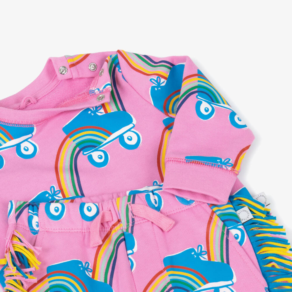 Stella McCartney Kids-Girls Pink Rainbow Rollerskating Outfit | Childrensalon Outlet