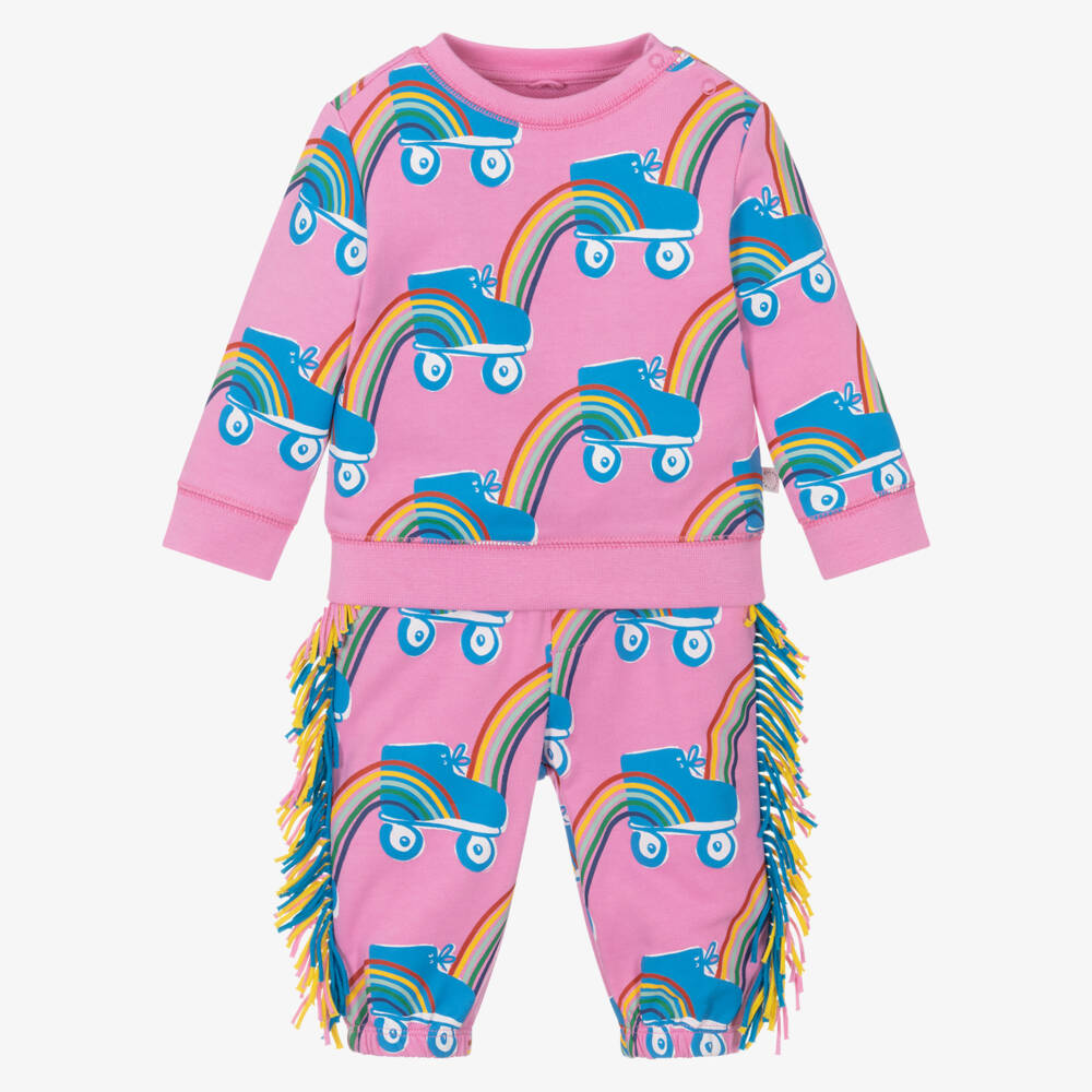 Stella McCartney Kids-Girls Pink Rainbow Rollerskating Outfit | Childrensalon Outlet