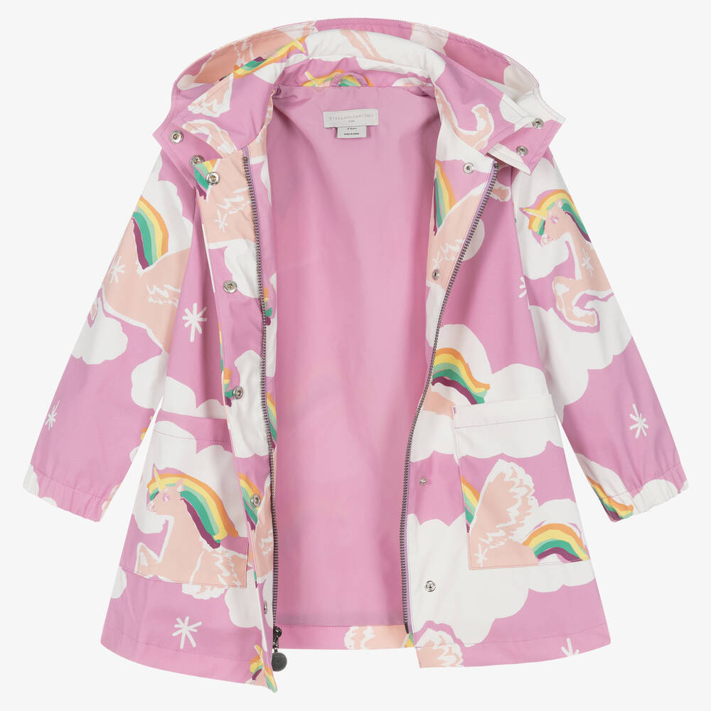 Stella McCartney Kids-Girls Pink Rainbow & Unicorn Raincoat | Childrensalon Outlet