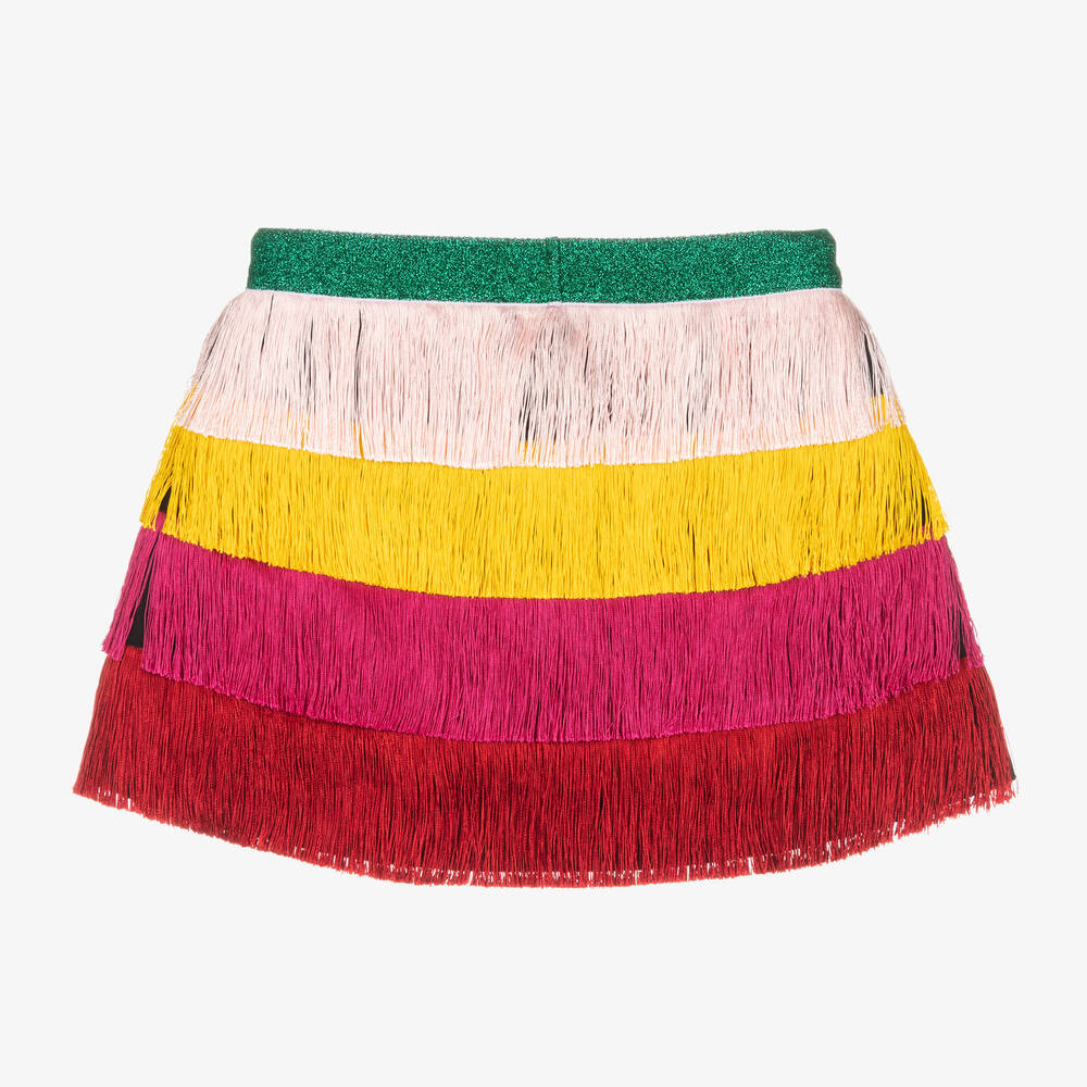 Stella McCartney Kids-Розово-красная юбка с бахромой | Childrensalon Outlet